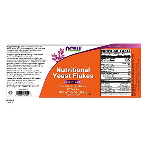 Now Supplements, Nutritional Yeast Flakes Fortified With Additio