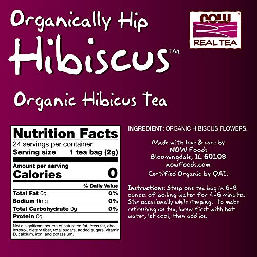 Now Foods - Organically Hip Hibiscus 24 Tea Bags Pack Of 2