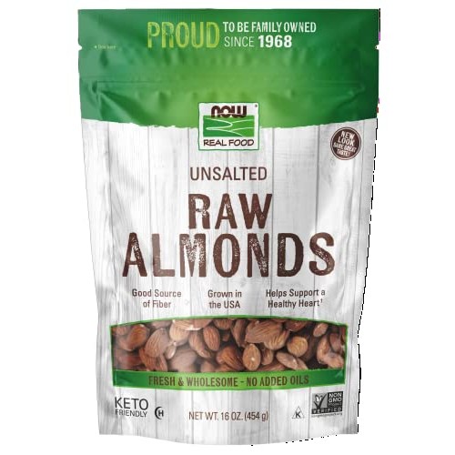 Now Foods, Almonds, Raw And Unsalted, Source Of Protein, Grown I