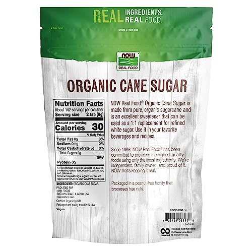 NOW Foods, Certified Organic Cane Sugar, Powder from Pure Evapor...