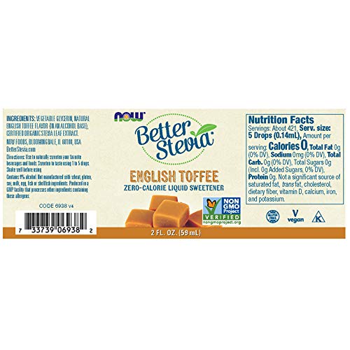 Now Foods Liquid Stevia, English Toffee, 2-Ounce