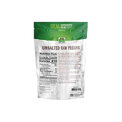 Now Foods, Pecans, Raw And Unsalted, Halves And Pieces, Natural