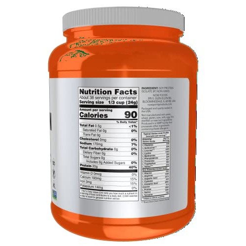 Now Sports Nutrition, Soy Protein Isolate 20 G, 0 Carbs, Unflavo