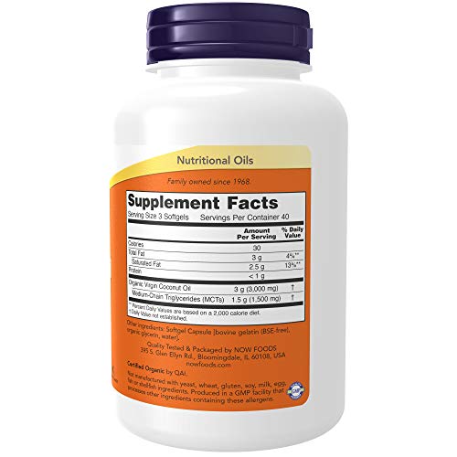 Now Supplements, Virgin Coconut Oil 1000 Mg, Cold Pressed And Un