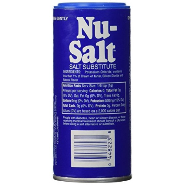 Nu Salt Substitute Salt, 3-Ounce Shaker