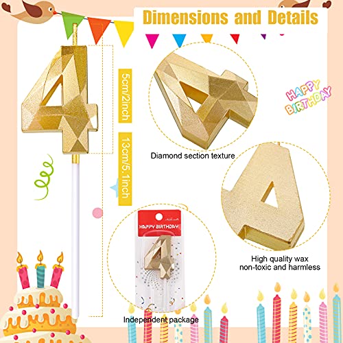 10 Pieces 3D Diamond Shape Birthday Candle Numeral 0-9 Candle Go