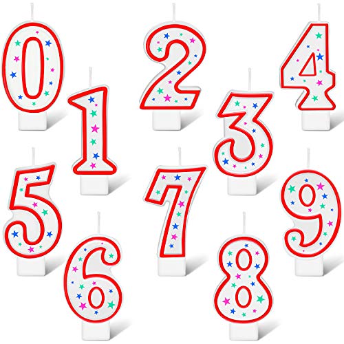 10 Pieces Polka Dot Number Candles Colorful Star Birthday Cake 0