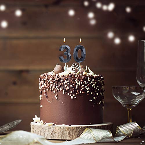 2 Pieces 30Th Birthday Candles 3D Diamond Shape Number 30 Candle