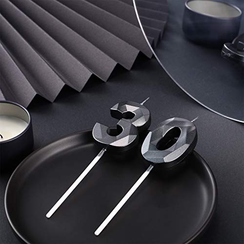 2 Pieces 30Th Birthday Candles 3D Diamond Shape Number 30 Candle