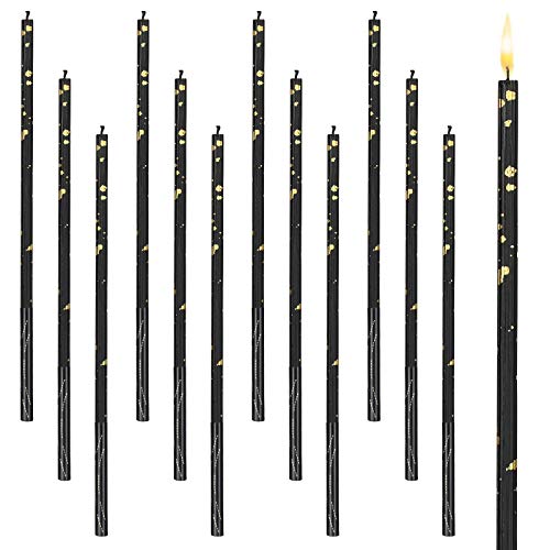 Nuanchu 12 Pieces Birthday Cake Candles Long Thin Holiday Candle