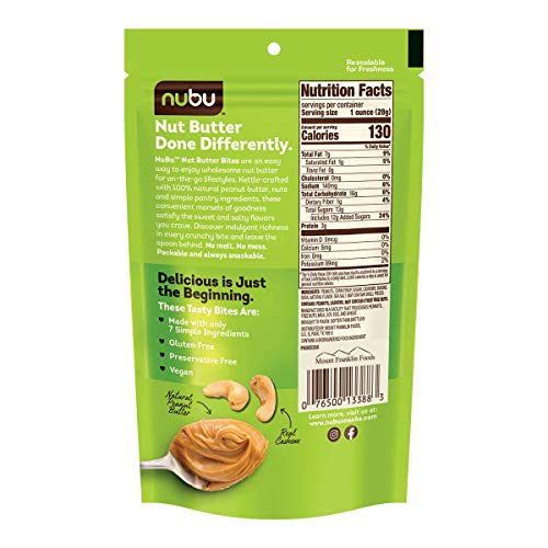 Nubu Nut Butter Bites With Cashews Poppable Sweet &Amp; Crunchy Snac