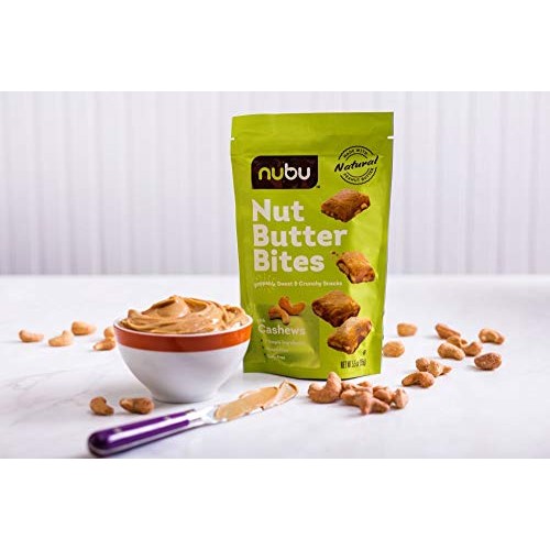Nubu Nut Butter Bites With Cashews Poppable Sweet &Amp; Crunchy Snac