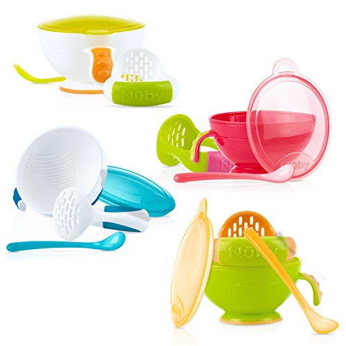 Nuby Garden Fresh Mash N Feed Bowl With Spoon And Food Masher,
