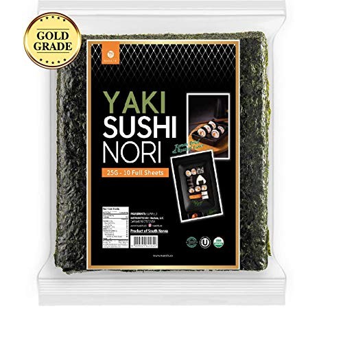 Organic Yaki Sushi Norinueats, 10 Full Sheet, Gold Grade, Roas Organic Yaki Sushi Norinueats, 10 Full Sheet, Gold Grade, Roas
