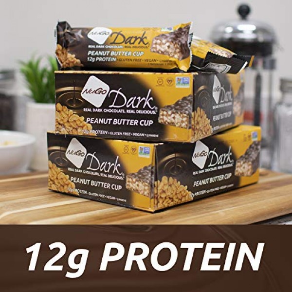 NuGo Dark Chocolate Peanut Butter Cup, 12g Vegan Protein, 200 Ca...