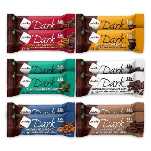 NuGo Dark Variety Box, Pretzel, Chocolate Chip, Mint Chocolate C...