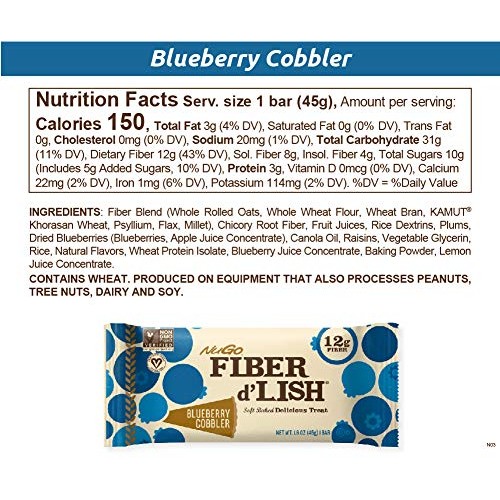 Nugo Fiber Dlish Blueberry Cobbler, 12G High Fiber, Vegan, 150