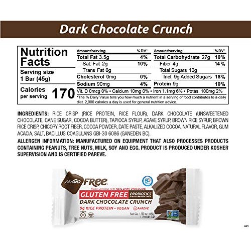 Nugo Free Dark Chocolate Crunch, 9G Vegan Protein, Probiotics, G