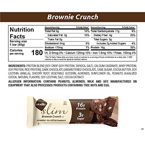 Nugo Slim Dark Chocolate Brownie Crunch, 16G Protein, 3G Sugar,