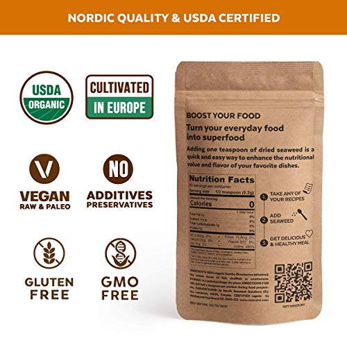 Organic Kombu Kelp Flakes - Young Baby Seaweed Grown In North At