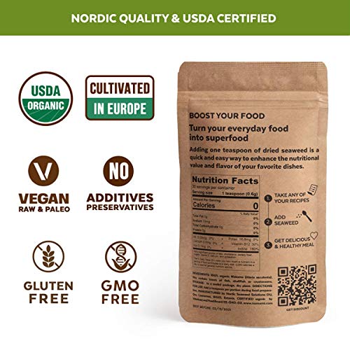 Organic Wakame Flakes - Young Baby Pure Seaweed Grown In North A