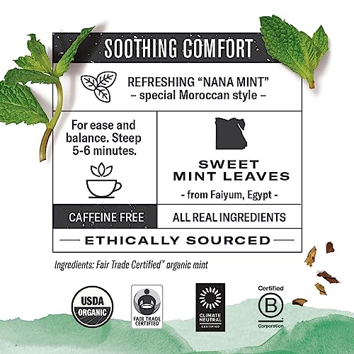 Numi Organic Moroccan Mint Tea, 18 Tea Bags, Refreshing Nana Min...