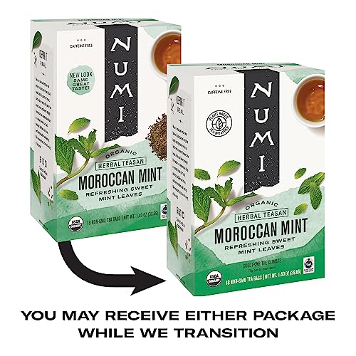 Numi Organic Moroccan Mint Tea, 18 Tea Bags, Refreshing Nana Min...
