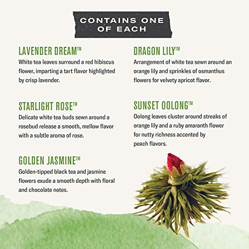 Numi Organic Tea Dancing Leaves Flowering Tea Gift Set, 5 Tea Bl