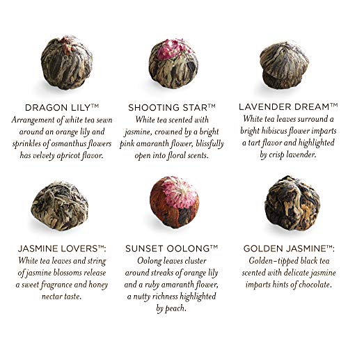 Numi Organic Tea Flowering Tea Gift Set, 6 Tea Blossoms With 16