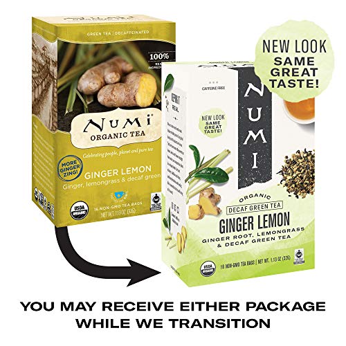 Numi Organic Tea Ginger Lemon, 16 Count Pack Of 1 Box Of Tea B