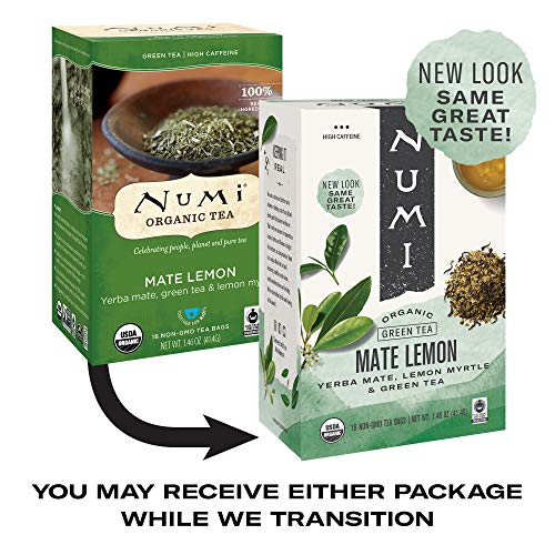 Numi Organic Tea Mate Lemon, 18 Count Pack Of 1 Box Of Tea Bag