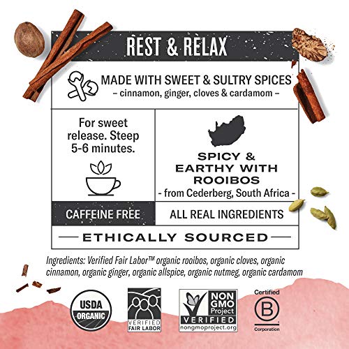 Numi Organic Tea Rooibos Chai, 18 Count Box Of Tea Bags, Herbal