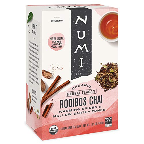 Numi Organic Tea Rooibos Chai, 18 Count Box Of Tea Bags, Herbal