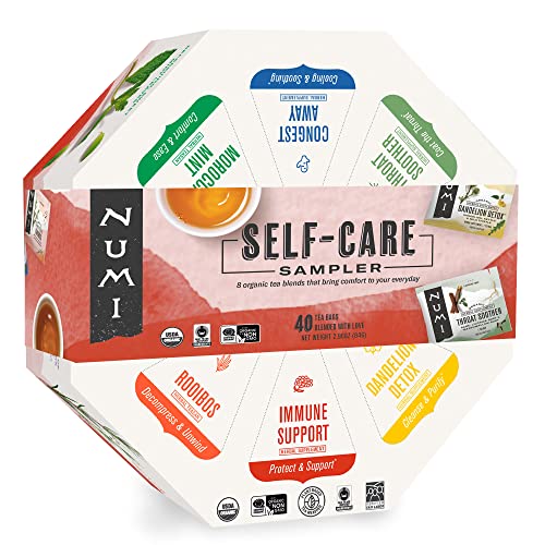 Numi Organic Tea Self-Care Sampler, Herbal Tea Gift Set, 40 Tea ...