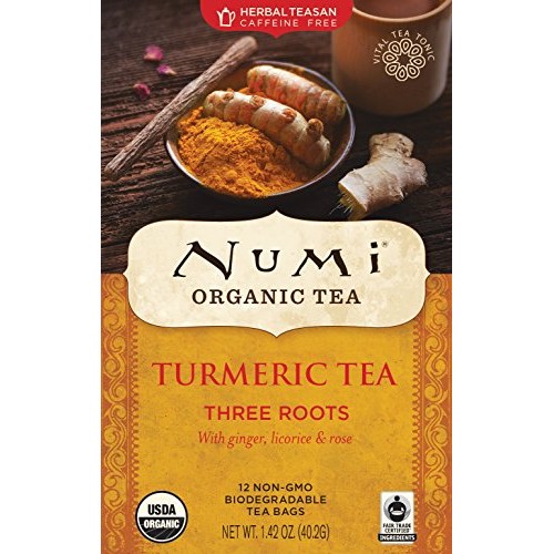 Numi Organic Tea Turmeric Tea, Three Roots,12 BagS,1.42 OZ40.2G