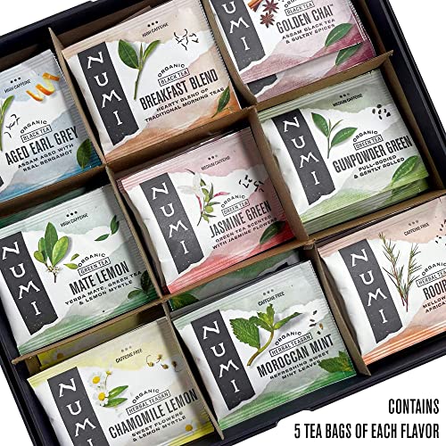 Numi Organic Tea World Of Tea Gift Set, Black, Green, Mate, Rooi
