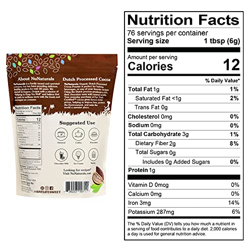 Nunaturals Premium Organic Cocoa Dutch Process Powder For Baking