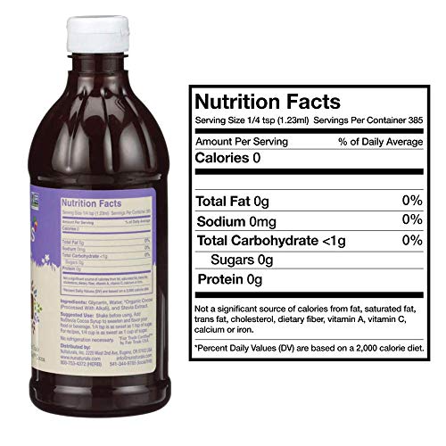 Nunaturals Nustevia Sugar-Free Cocoa Syrup Natural Stevia Sweete