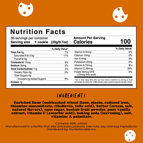 Nunbelievable Baobab Snacks - Healthy Cookies Shortbread - Tea C