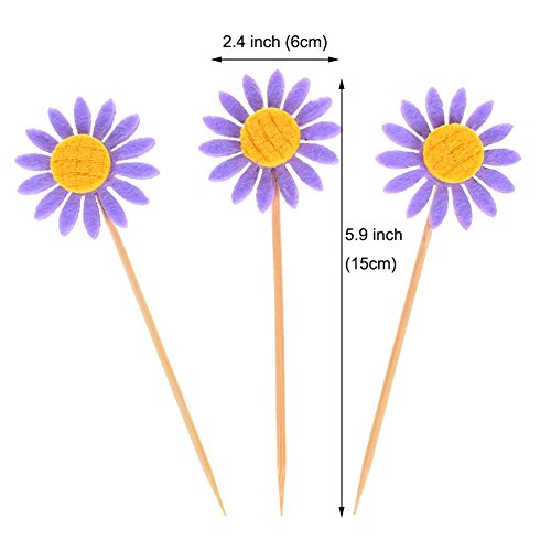 Nuomi 36Pcs Flower Cupcake Toppers Decorations Kids Birthday Par