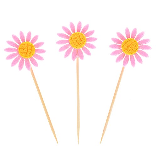 Nuomi 36Pcs Flower Cupcake Toppers Decorations Kids Birthday Par