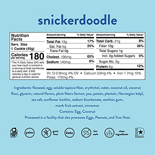 Keto Cookies By Nush - Snickerdoodle Flavor 10 Cookies - Made