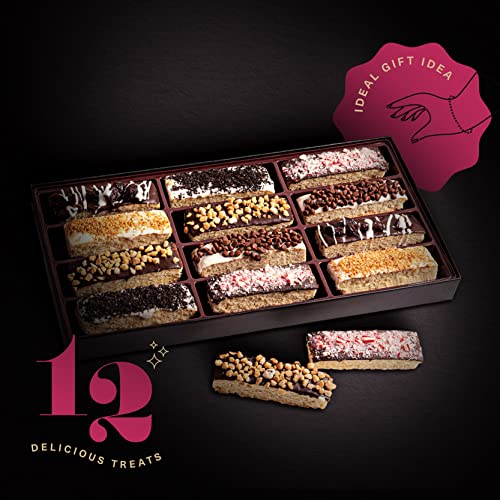 Chocolate Covered Biscotti Cookies Gift Basket 12 Count Assort...