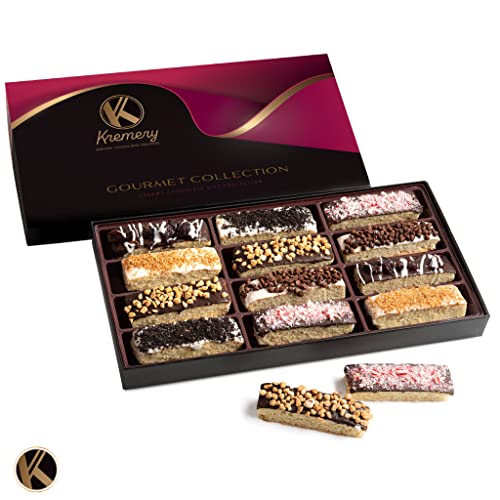 Chocolate Covered Biscotti Cookies Gift Basket 12 Count Assort...