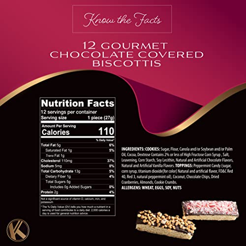 Chocolate Covered Biscotti Cookies Gift Basket 12 Count Assort...