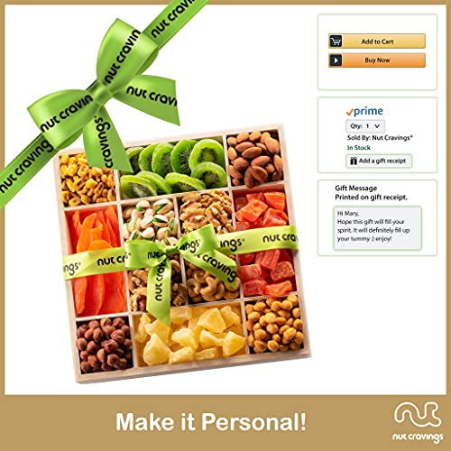Gourmet Nut &Amp; Dried Fruit Wood Tray Gift Basket 12 Mix - Varie
