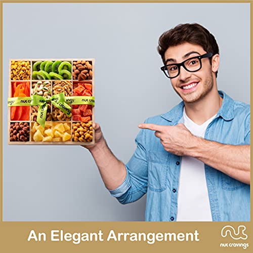Gourmet Nut &Amp; Dried Fruit Wood Tray Gift Basket 12 Mix - Varie