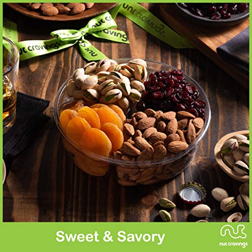Gourmet Dried Fruit &Amp; Nut Gift Basket, Green Ribbon 4 Mix Tray