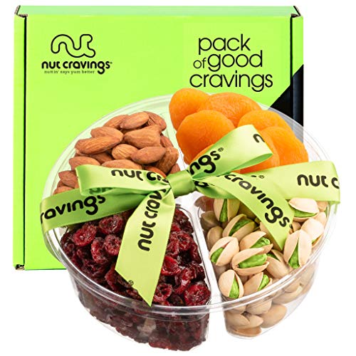 Gourmet Dried Fruit &Amp; Nut Gift Basket, Green Ribbon 4 Mix Tray