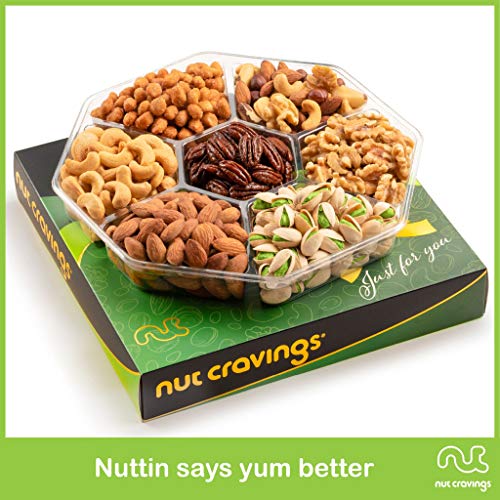 Gourmet Nut Gift Basket In Green Box 7 Piece Assortment, 1 Lb